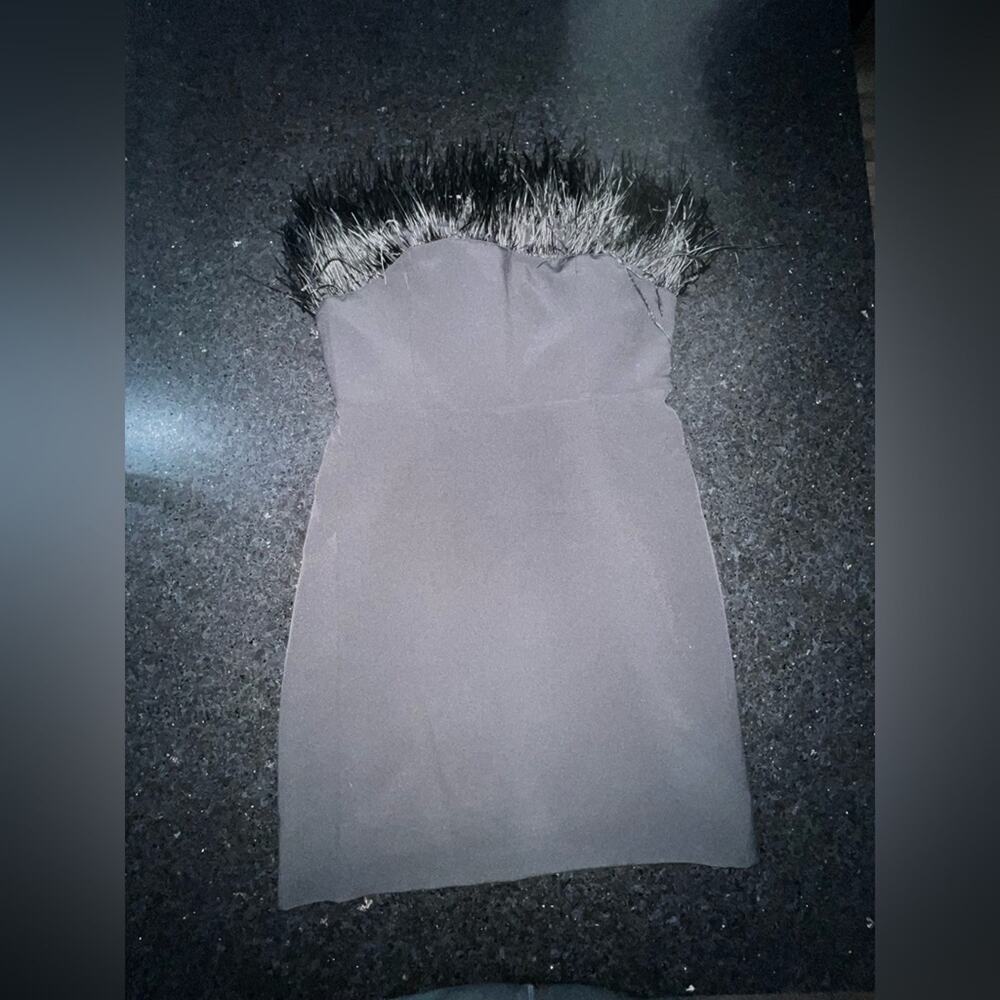 NWT SAM EDELMAN Feather Trim Strapless Minidress Sz 6 - Picture 5 of 7